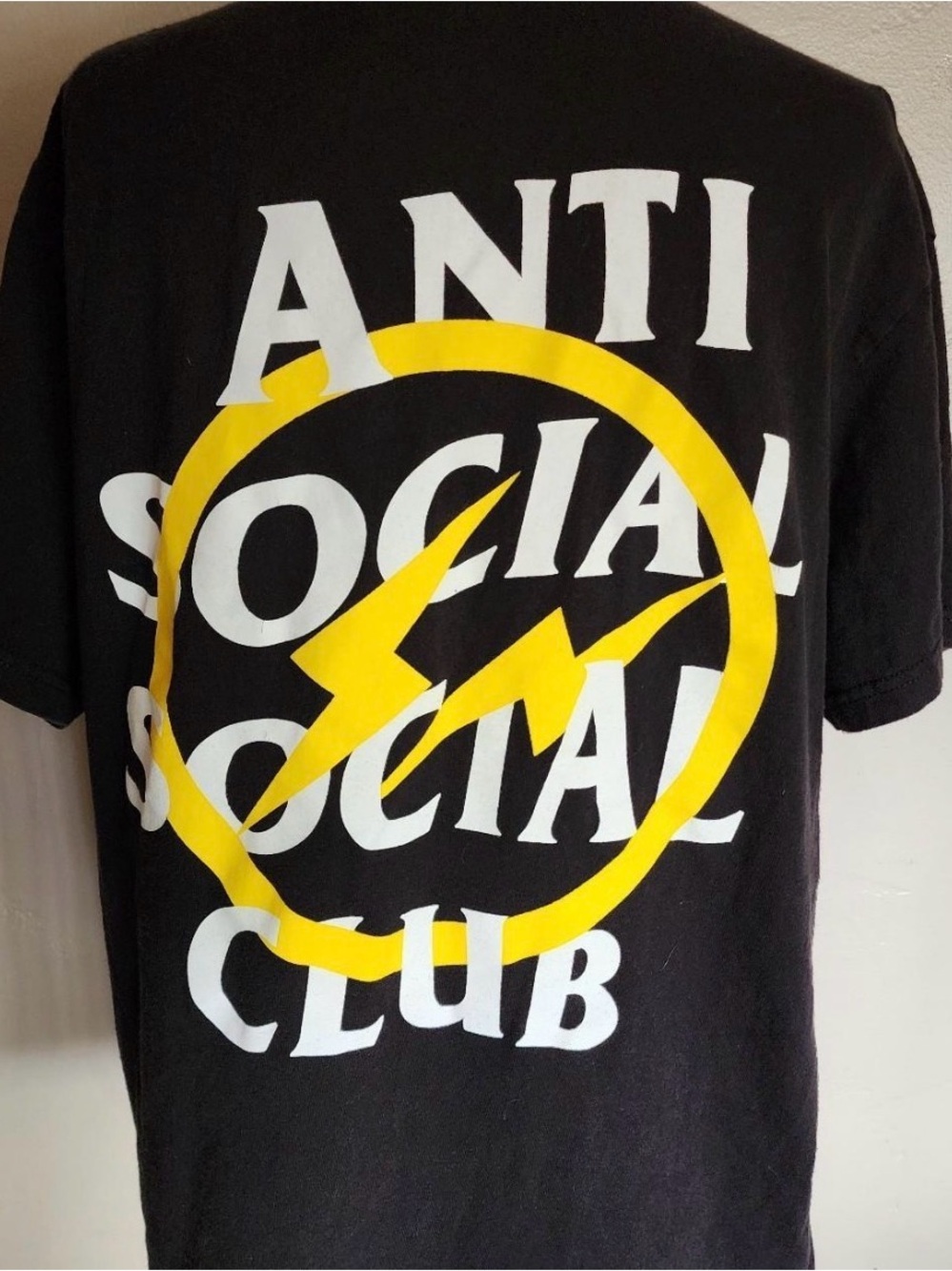 Anti Social Social Club Black Tee with Yellow & White Graphic
